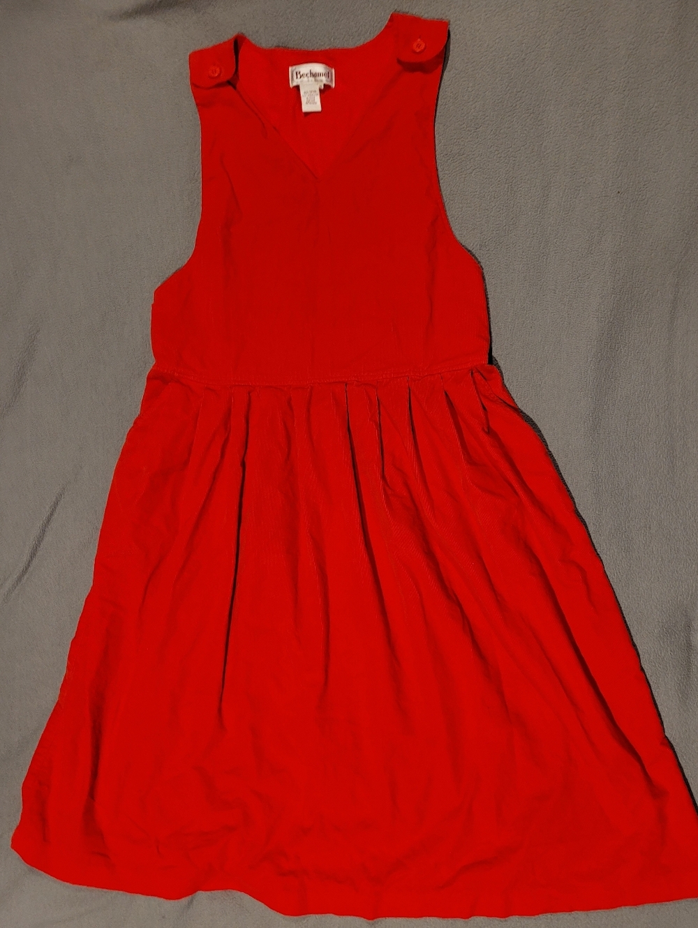 Bechamel 100% Cotton Coroudy Bright Red dress with Pockets